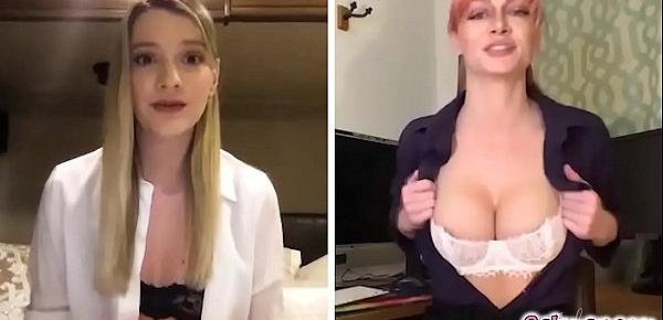  Kenna James show off her pussy to her boss Serene Siren in front computer